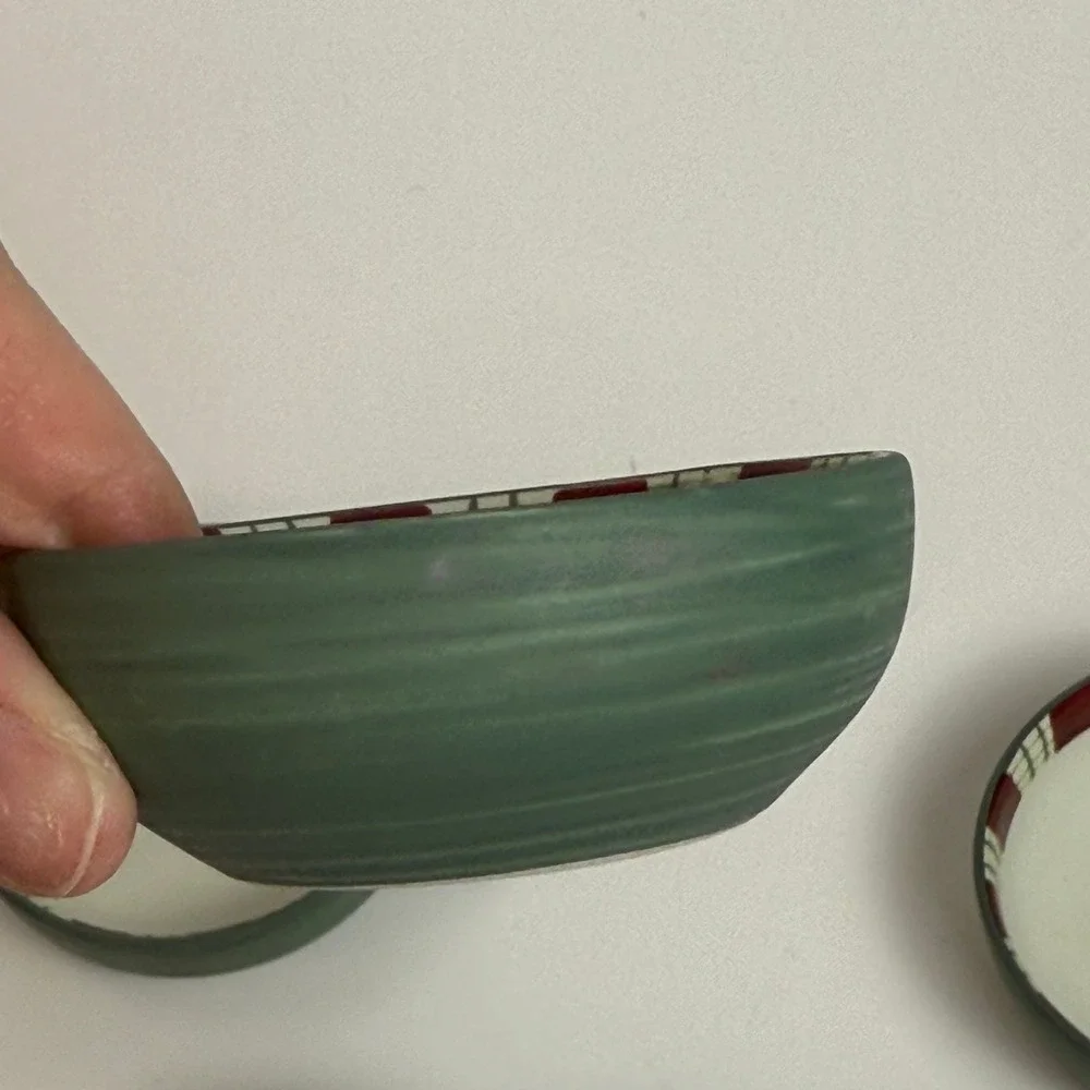Lenox Winter Greetings Everyday Plaid Condiment Dipping Bowls Set of 4 Green Red
